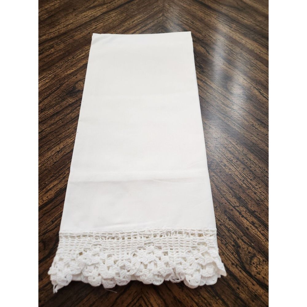 Vintage Crocheted Spring Knight-Springmaid Bright White Cotton Pillowcase 1 Pc
